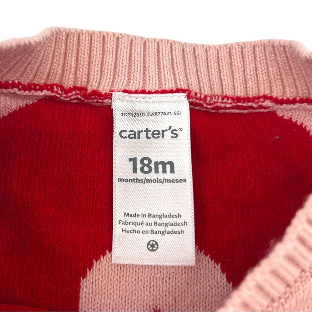 NWT Carter’s Pullover All Over Heart Print Sweater Pink and Red Size 18 Months
